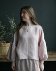 Valentine Baby Pink Linen Kimono Tunic