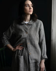 Grey gingham Peter Pan Collar Linen Jacket