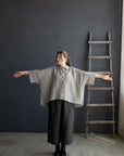 B&W Stripe 3/4 Linen Shirt