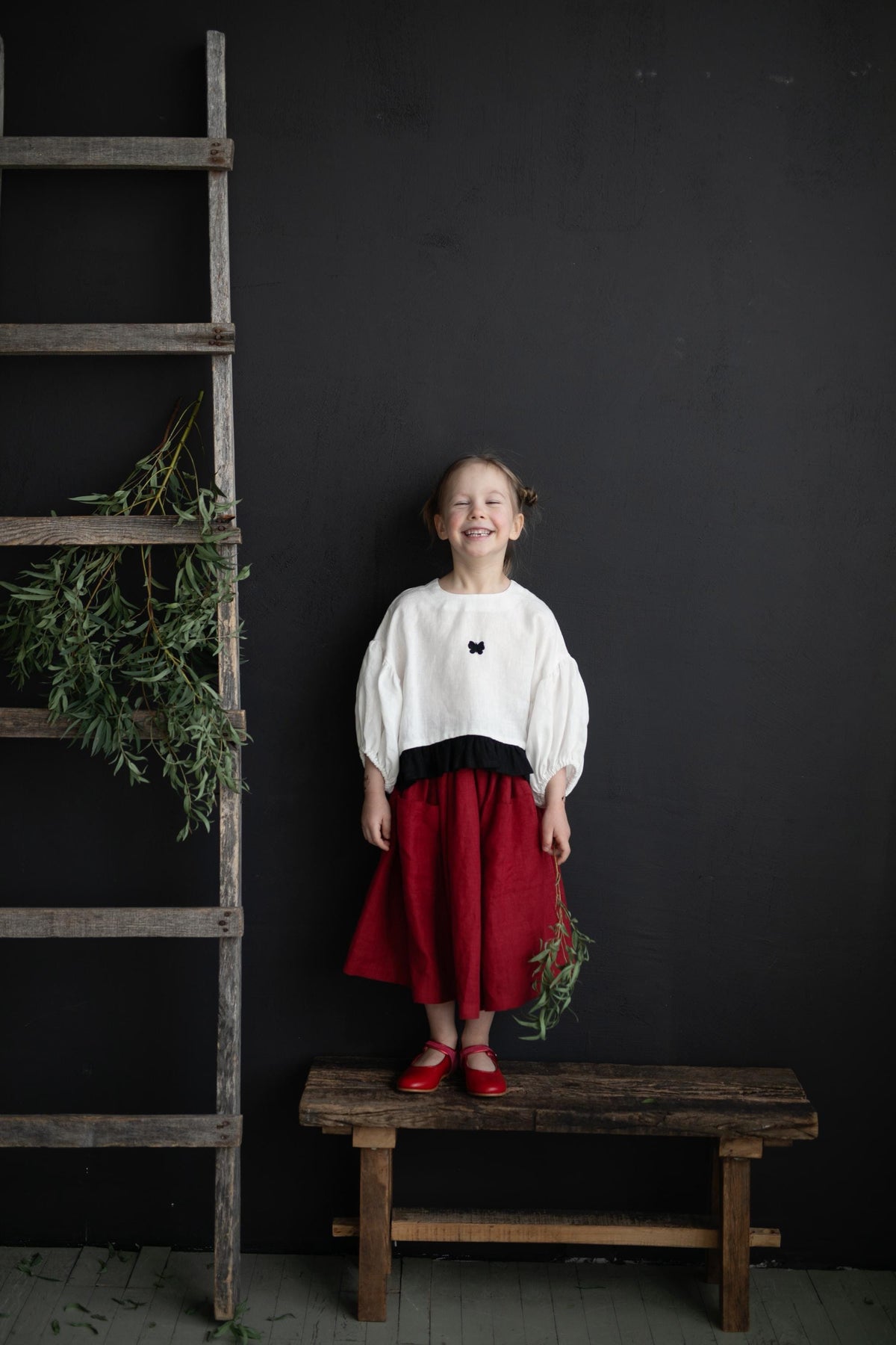 White Balloon Linen Top
