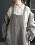 B&W Stripe Linen Overalls