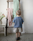Dusty Blue Linen T-Shirt, 3-4 years (STOCK)