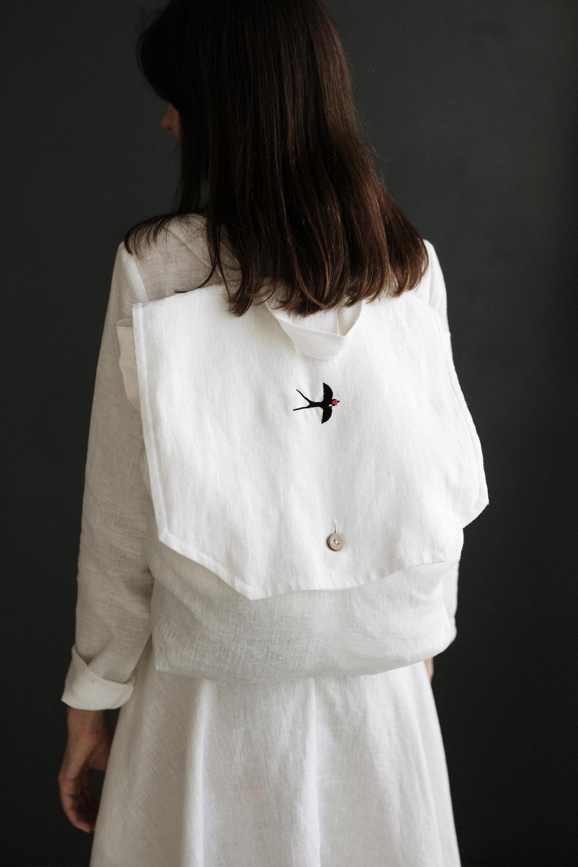 White Linen Backpack