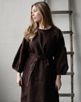 Chocolate Daisy Linen Dress