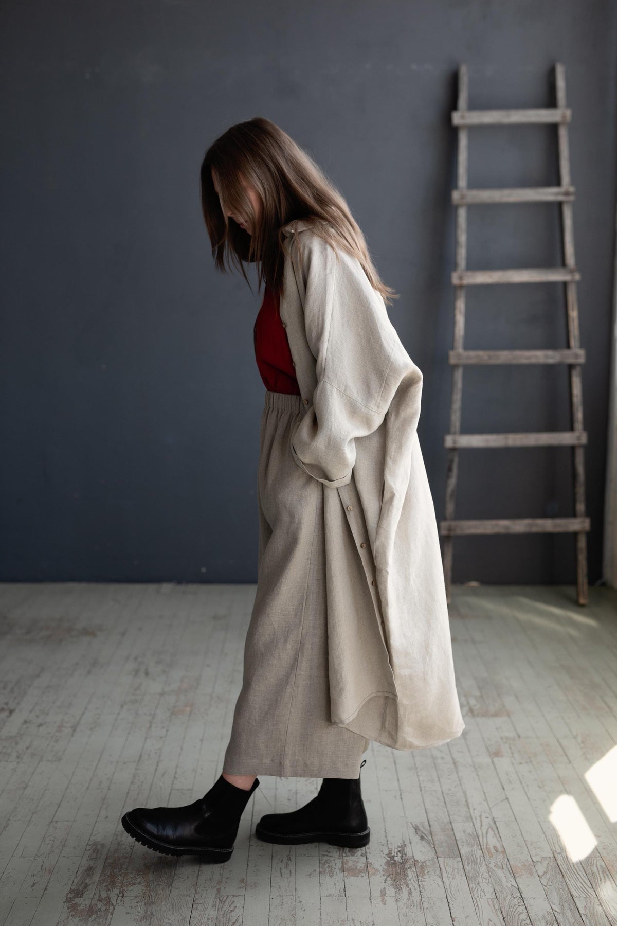 Natural Linen Shirt Dress