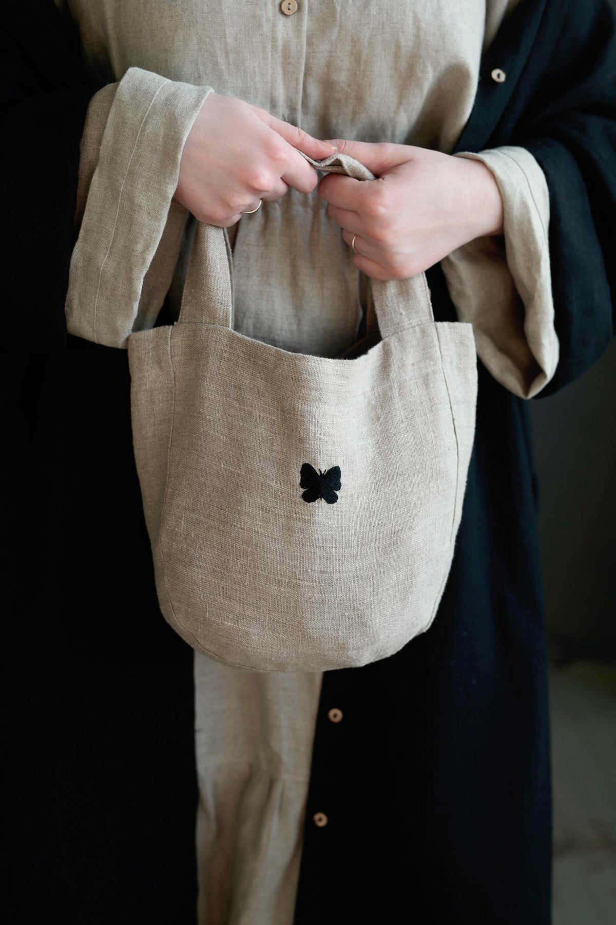 Natural Mini Round Linen Bag