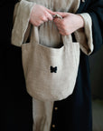 Natural Mini Round Linen Bag