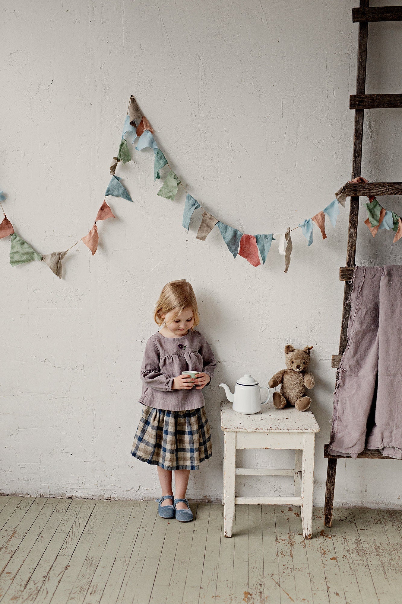Beach Festive Midi  Linen Skirt, Size 5-6 years