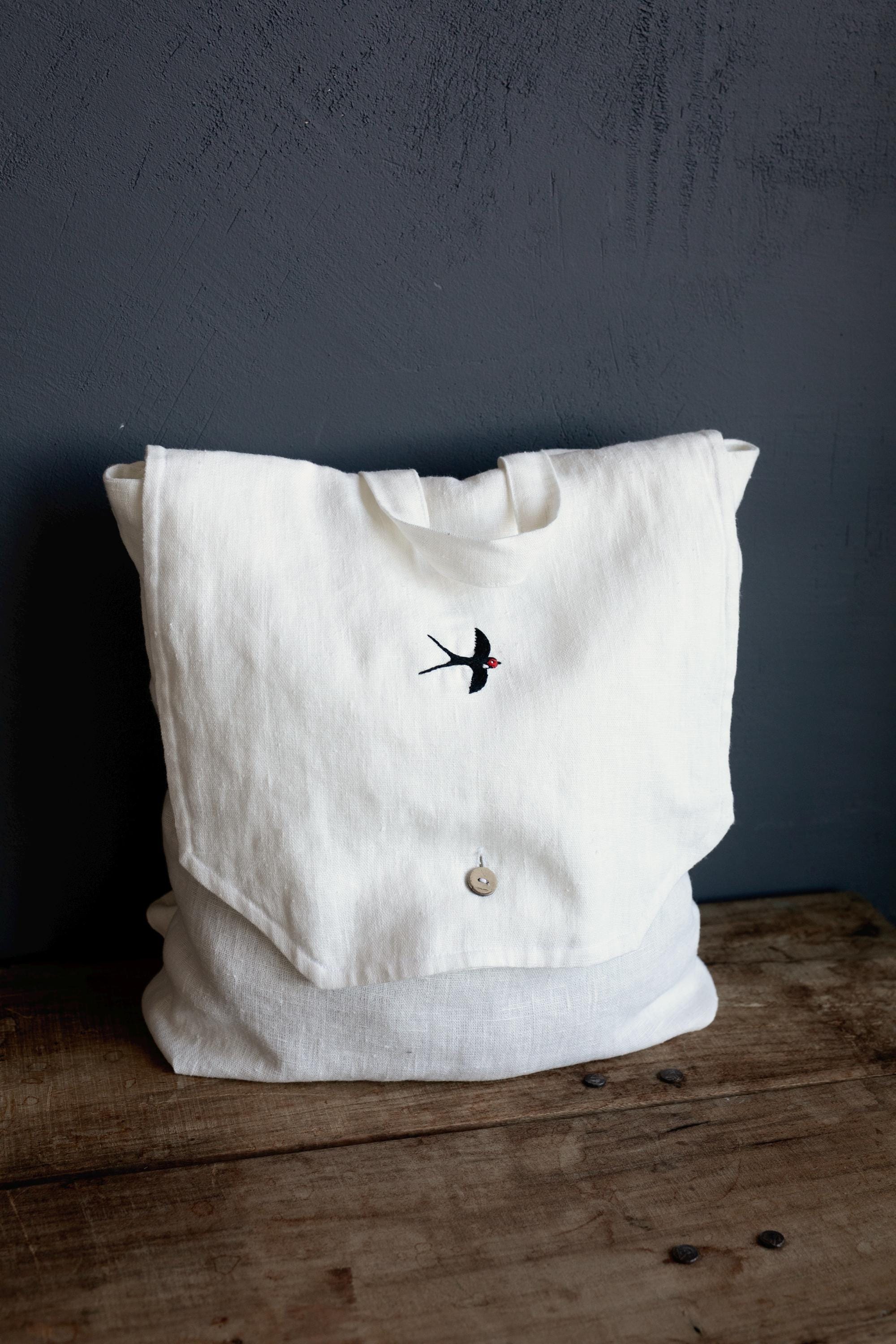 White Linen Backpack