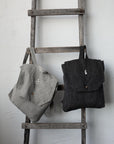 Midnight Stripe Linen Backpack