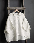 White Stripe 3/4 Linen Shirt