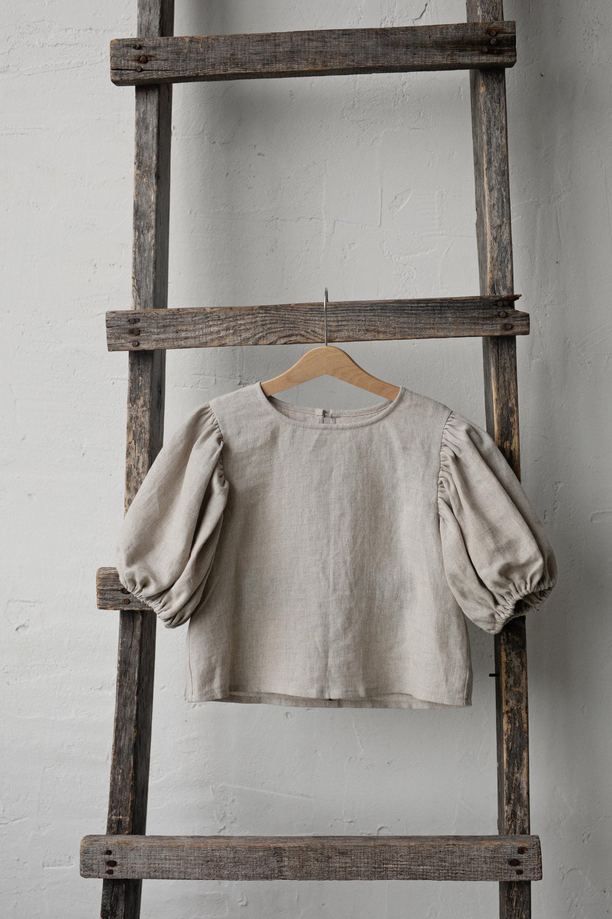Natural Linen Puff Sleeve Top