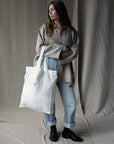 White Classic Large Linen Tote Bag