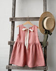 Salmon Smock Linen Dress, 1-2 years (STOCK)