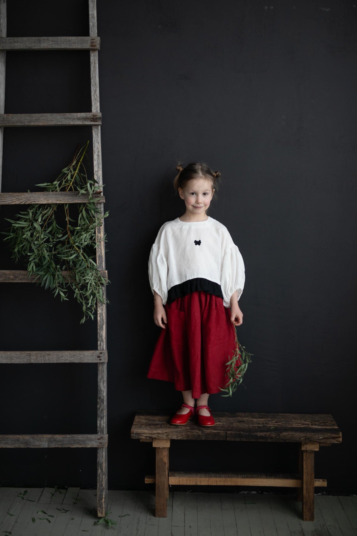 White Balloon Linen Top