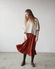 Rust Victorian Linen Skirt, Size XXL (STOCK)