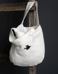 White Mini Round Linen Bag