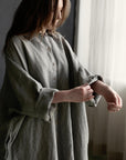 B&W Stripe Linen Shirt Dress