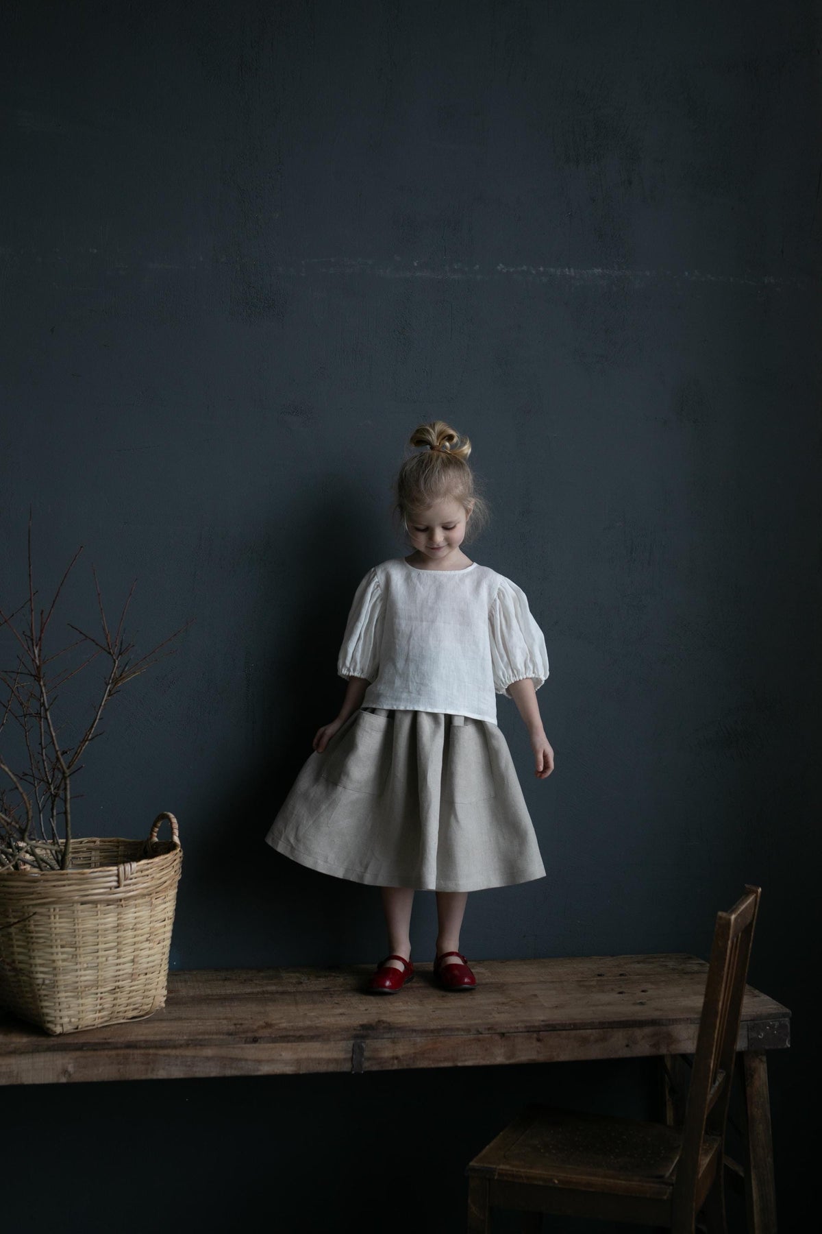 White Linen Puff Sleeve Top