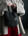 Midnight Stripe Mini Round Linen Bag