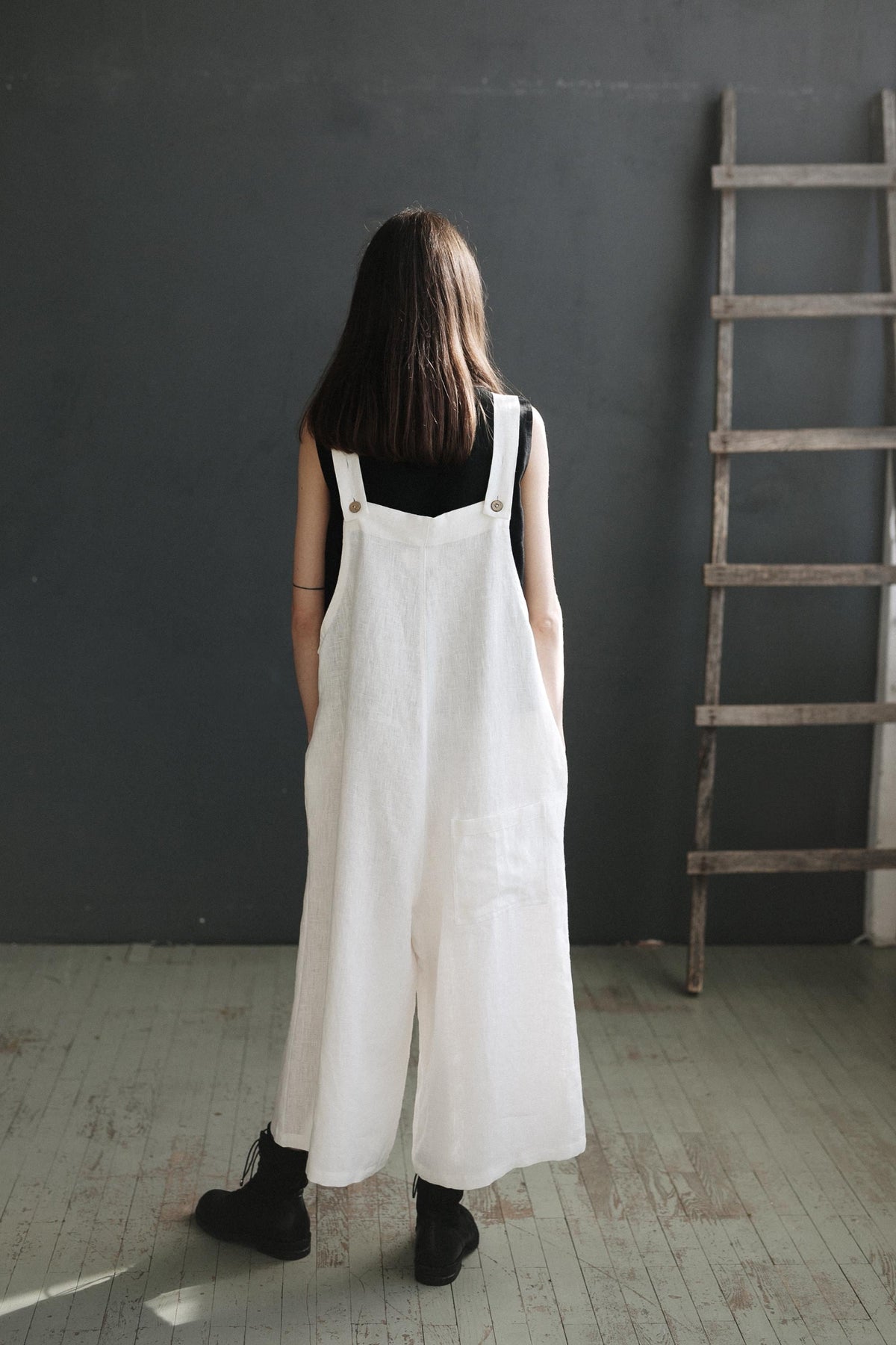 White Linen Overalls