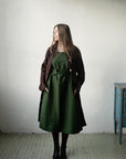 Forest Green Sleeveless Linen Dress, Sizes S & XXL (STOCK)