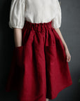 Cherry Long Linen Skirt