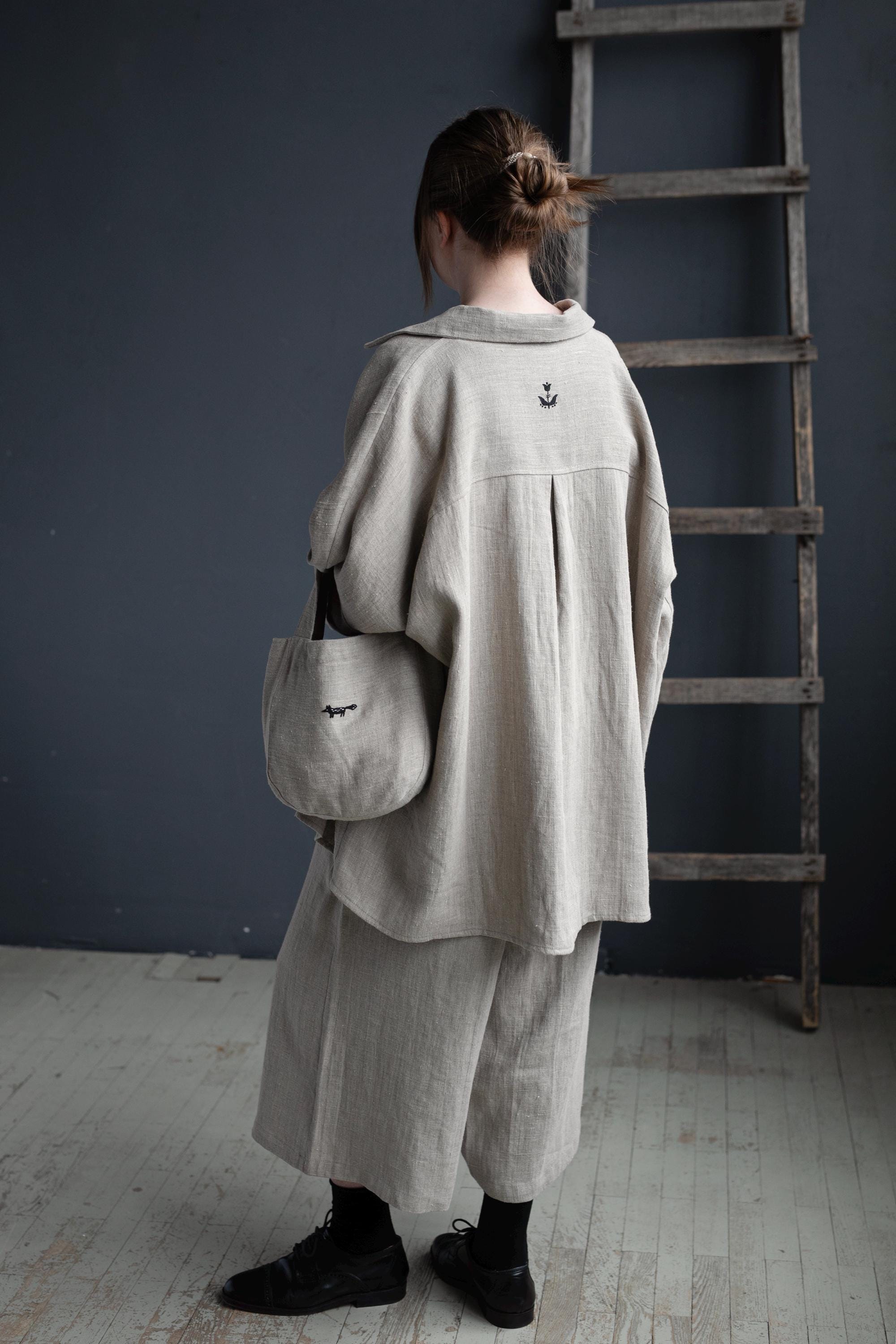 Natural Mini Round Linen Bag