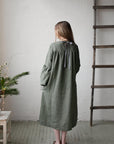 Sage Victorian Linen Dress