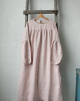 Pink Polka Dot Victorian Linen Dress, Size M (STOCK)