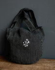 Midnight Stripe Mini Round Linen Bag