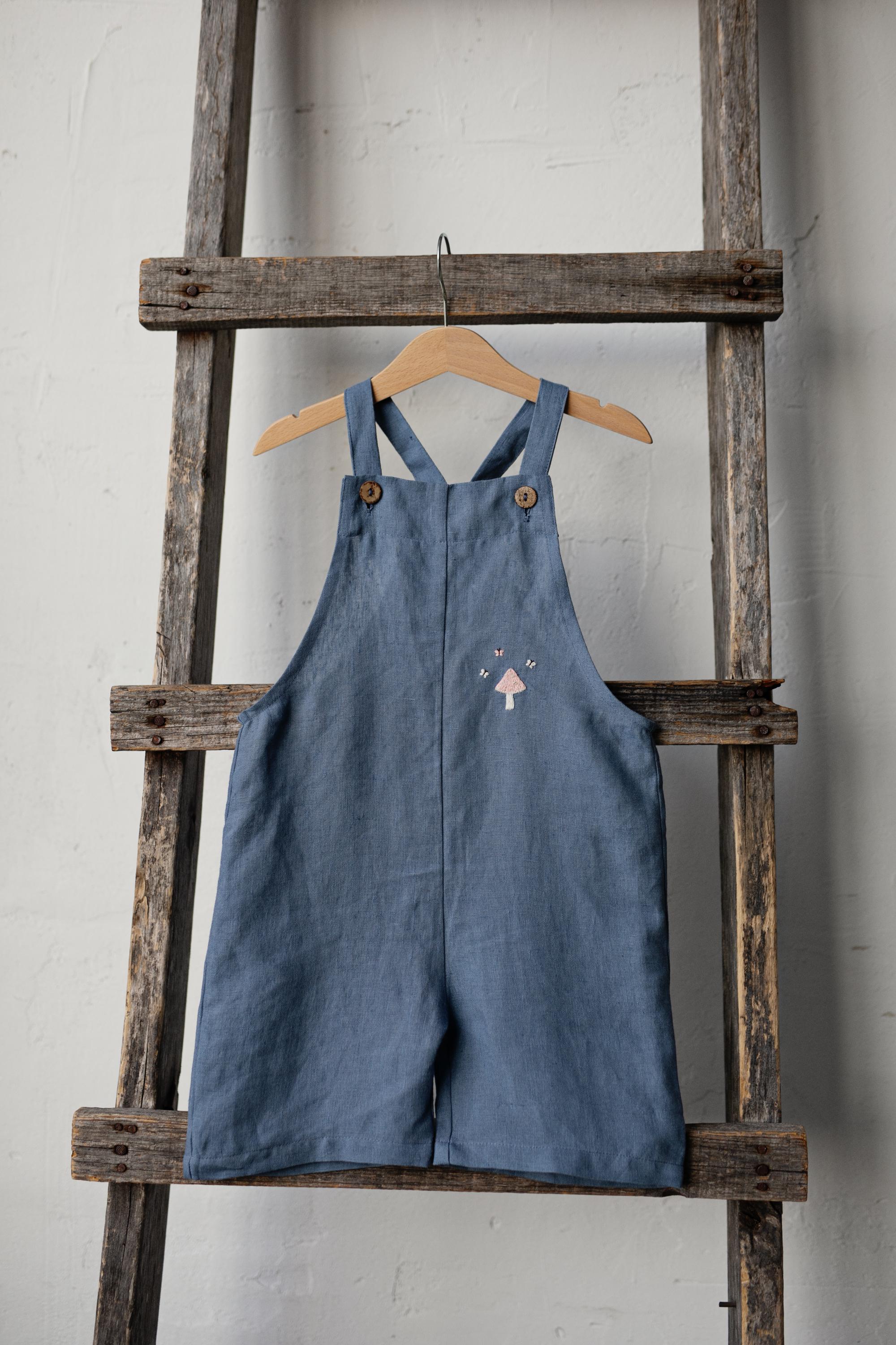 Dusty Blue Linen Overalls