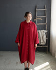 Cherry Linen Shirt Dress