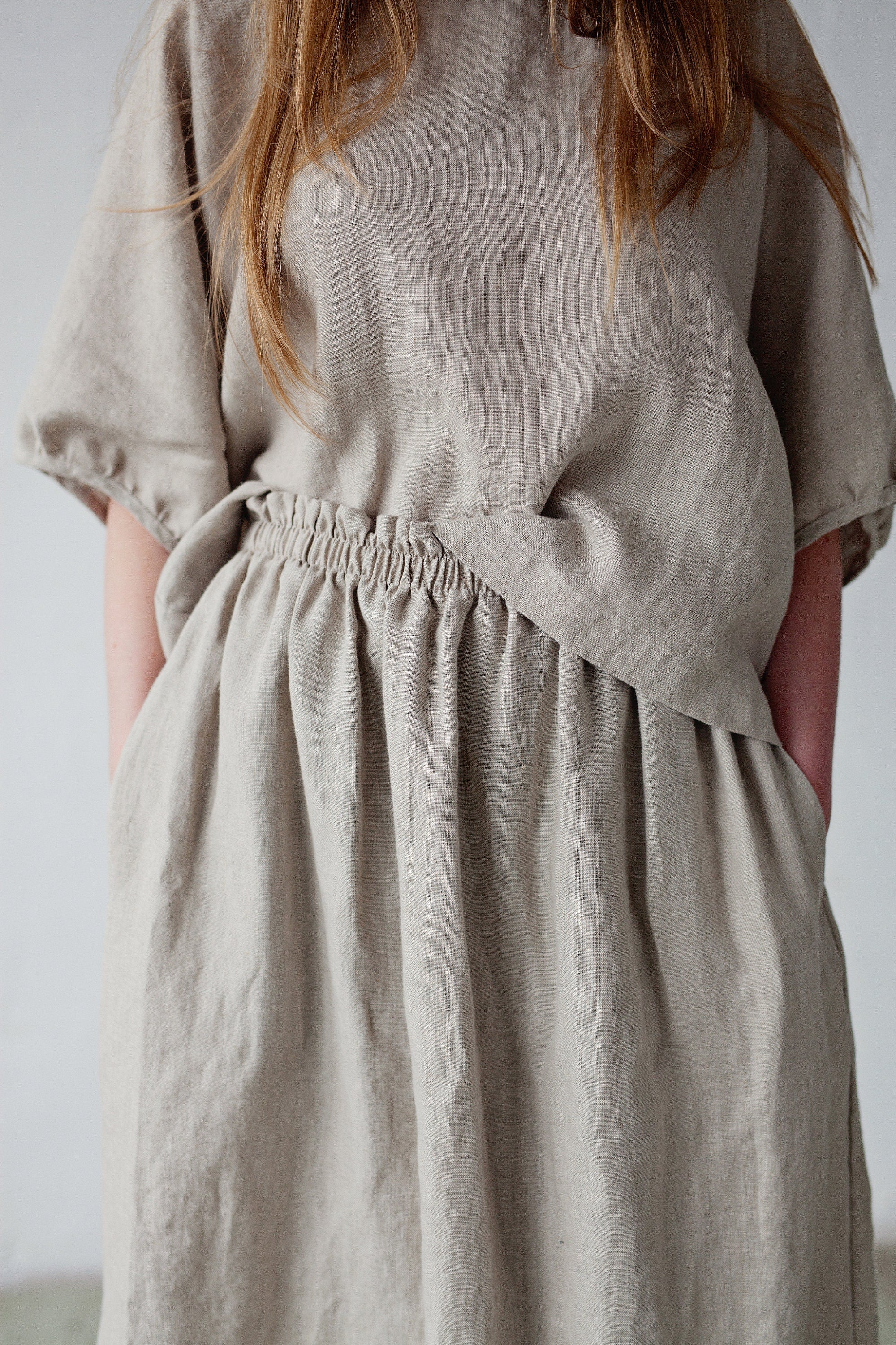 Natural Classic Midi Linen Skirt, Size S (STOCK)