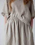 Natural Classic Midi Linen Skirt, Size S (STOCK)