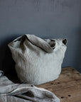 B&W Stripe Small Round Linen Bag