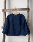 Navy Blue Long Sleeve Button Linen Shirt