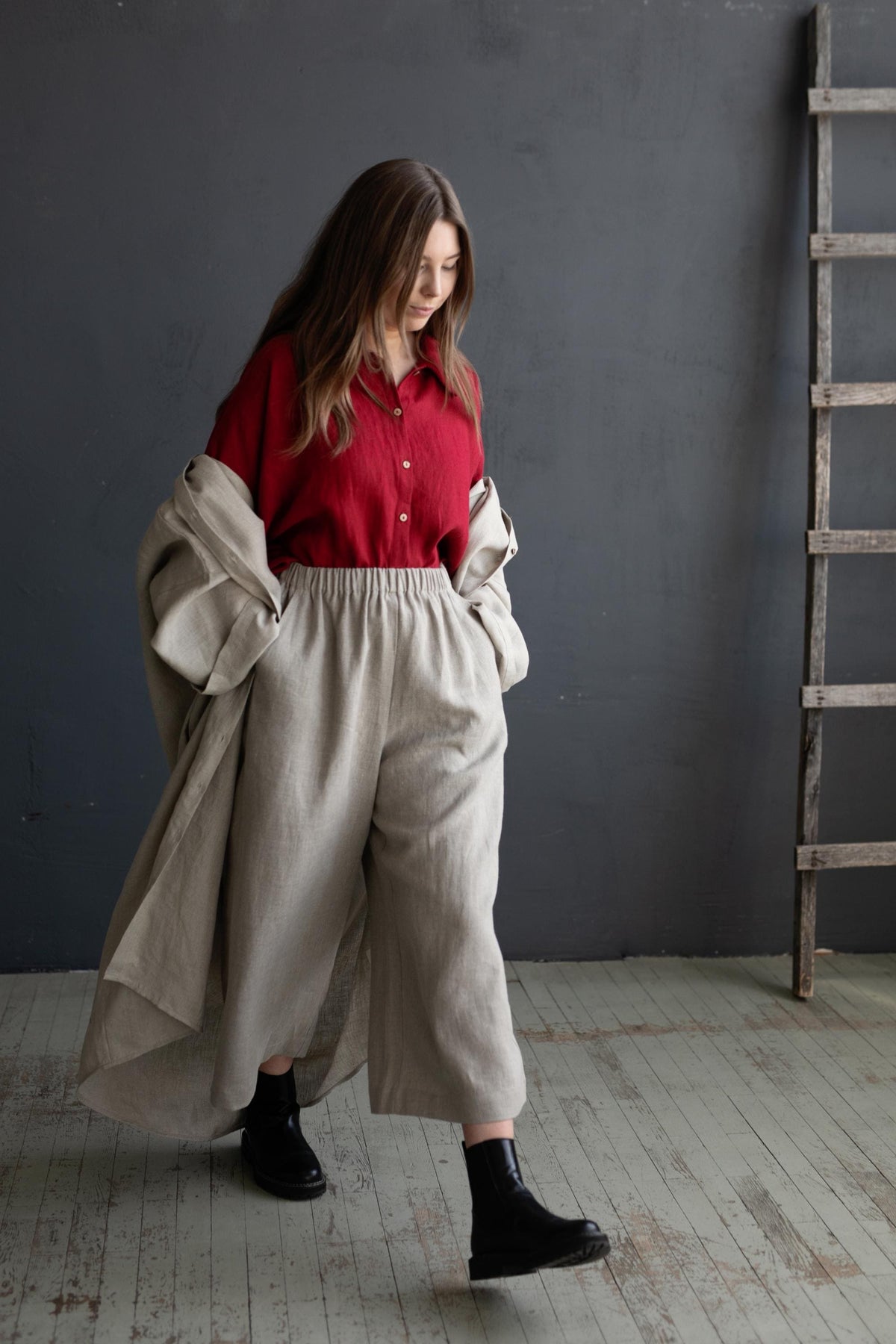 Cherry 3/4 Linen Shirt