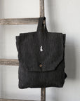 Midnight Stripe Linen Backpack