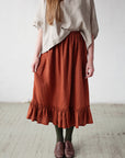 Rust Victorian Linen Skirt, Size XXL (STOCK)
