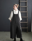 Midnight Stripe Linen Overalls