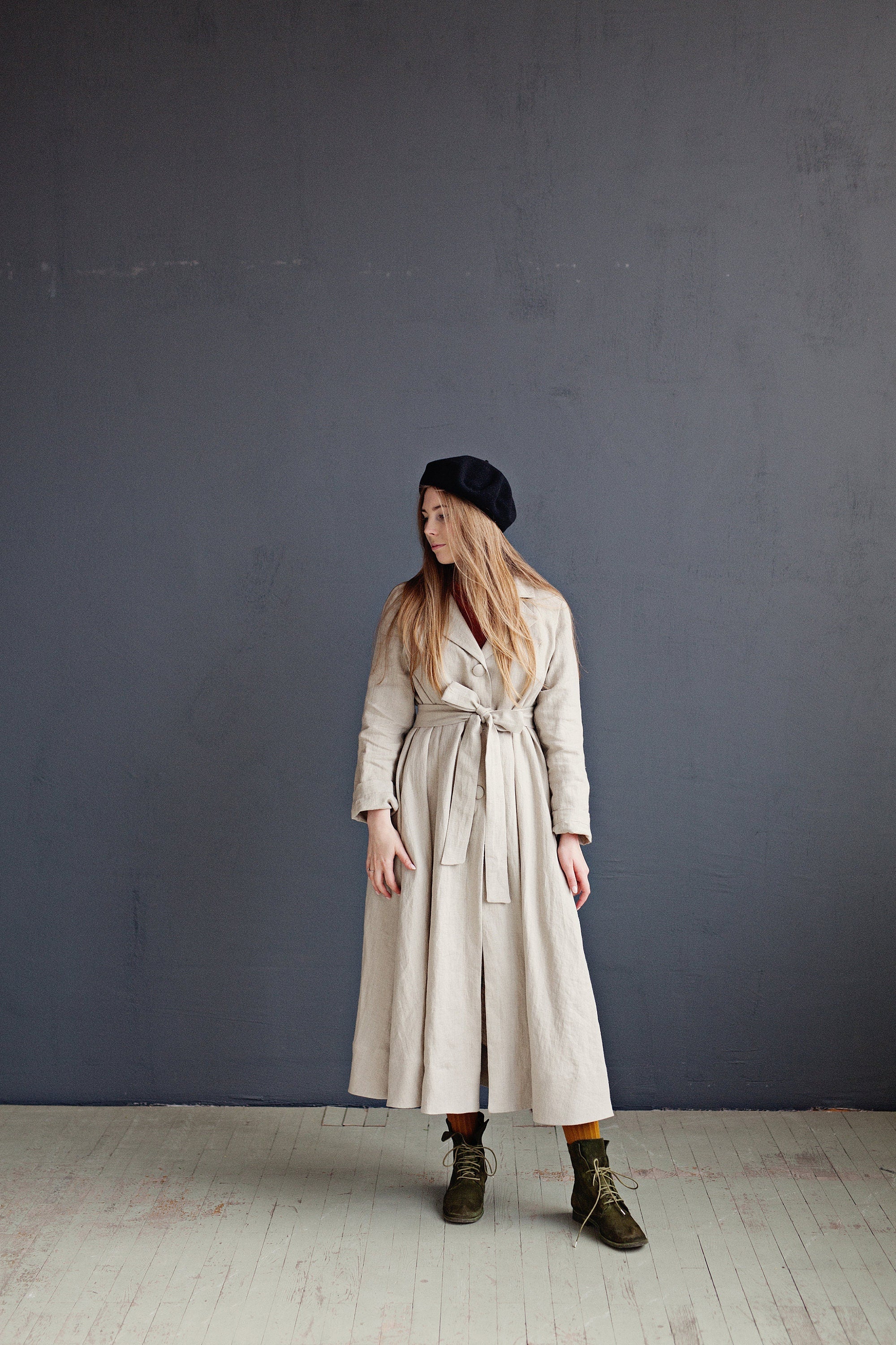 Natural Jane Austen Linen Coat, Sizes S &amp; L (STOCK)