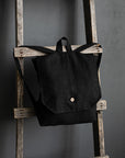 Black Linen Backpack