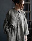 B&W Stripe Long Linen Shirt