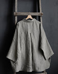 B&W Stripe Long Linen Shirt
