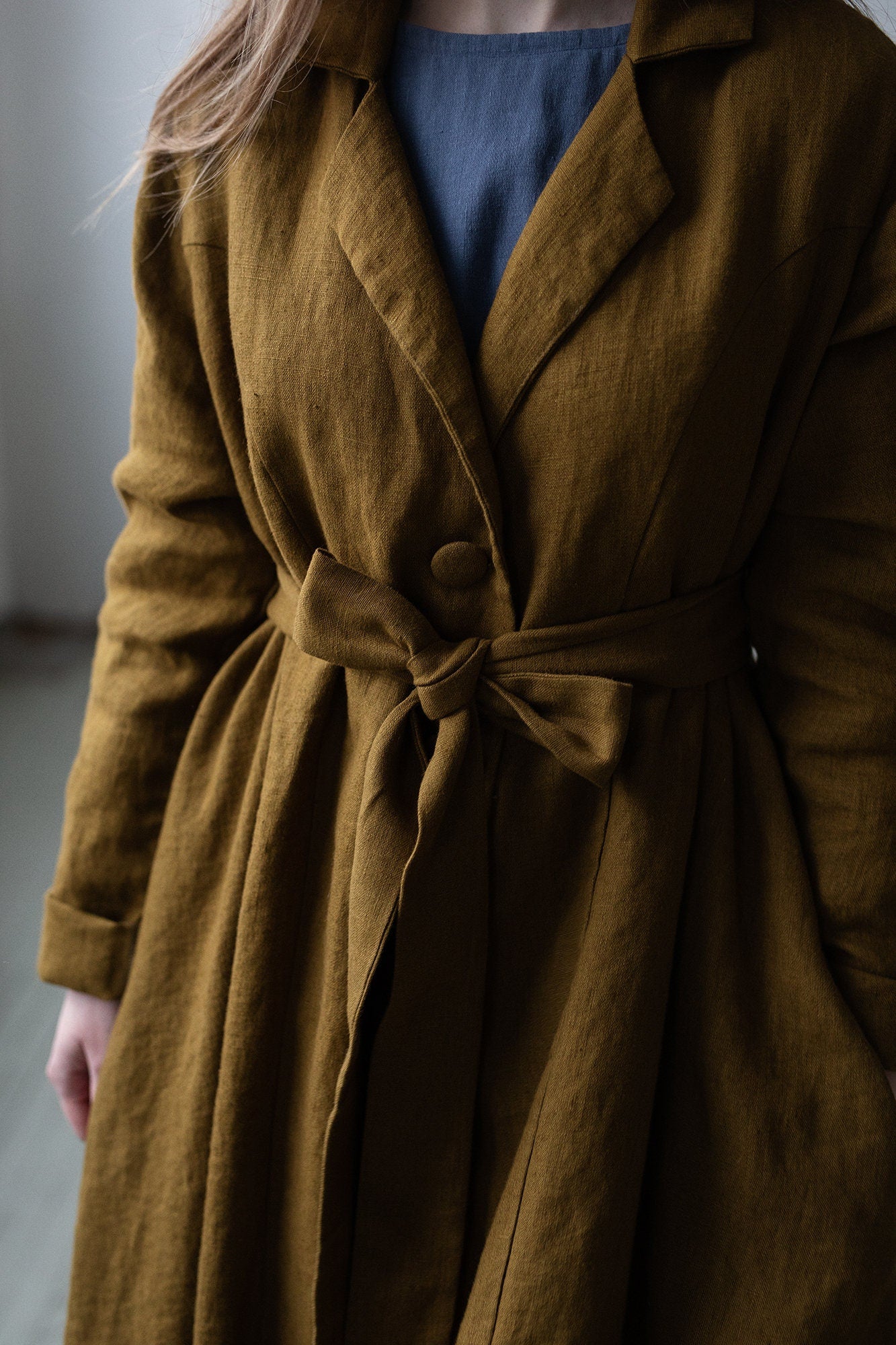 Amber Jane Austen Linen Coat, Size S (STOCK)