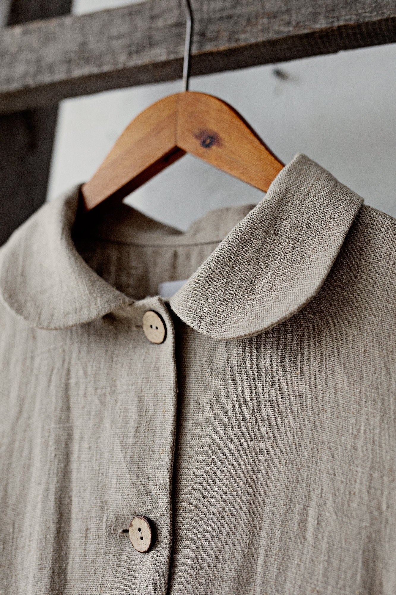Natural Classic Linen Coat, Size XL (STOCK)