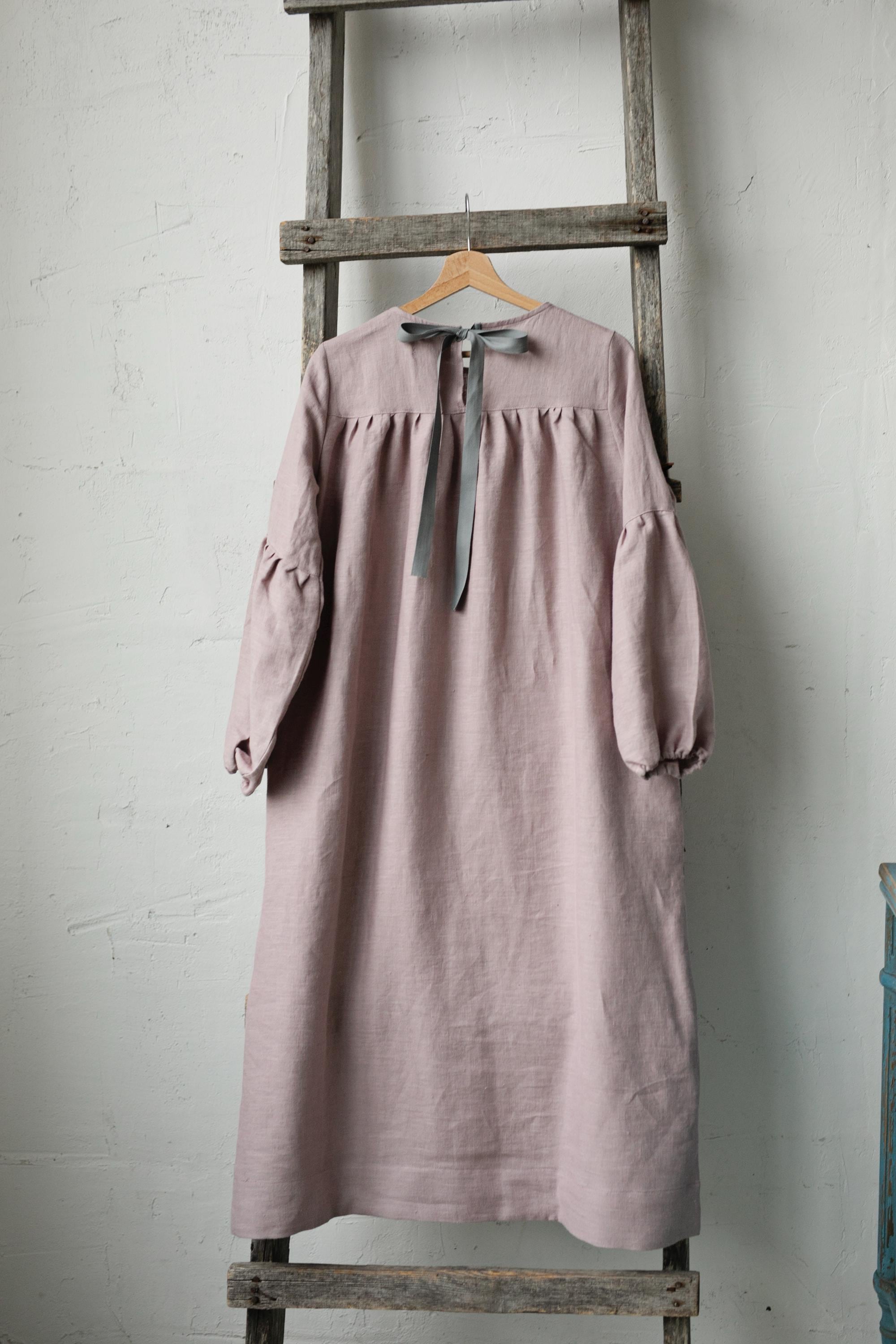 Lavender Victorian Linen Dress