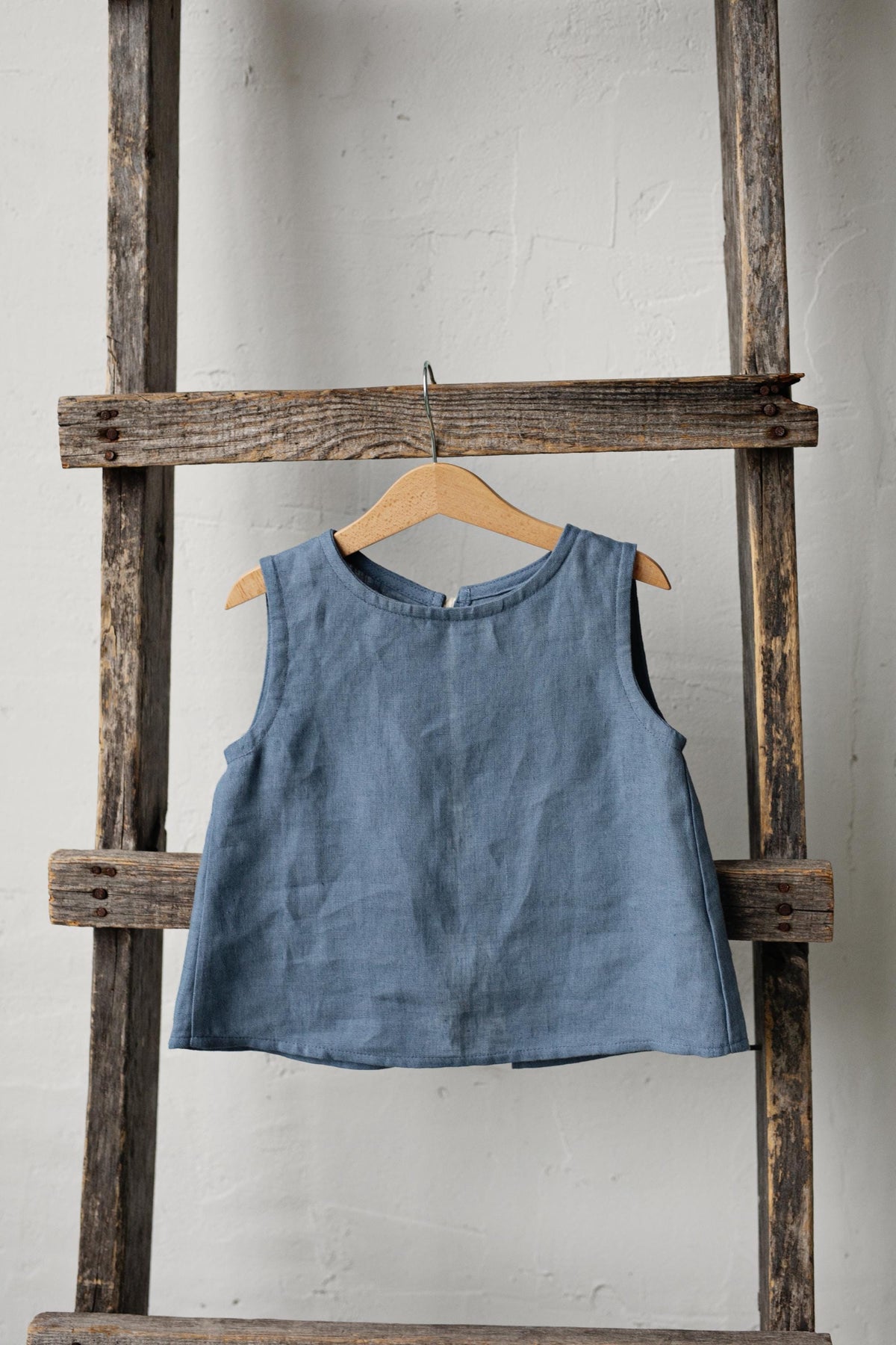 Dusty Blue Ribbon Linen Shirt