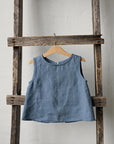 Dusty Blue Ribbon Linen Shirt